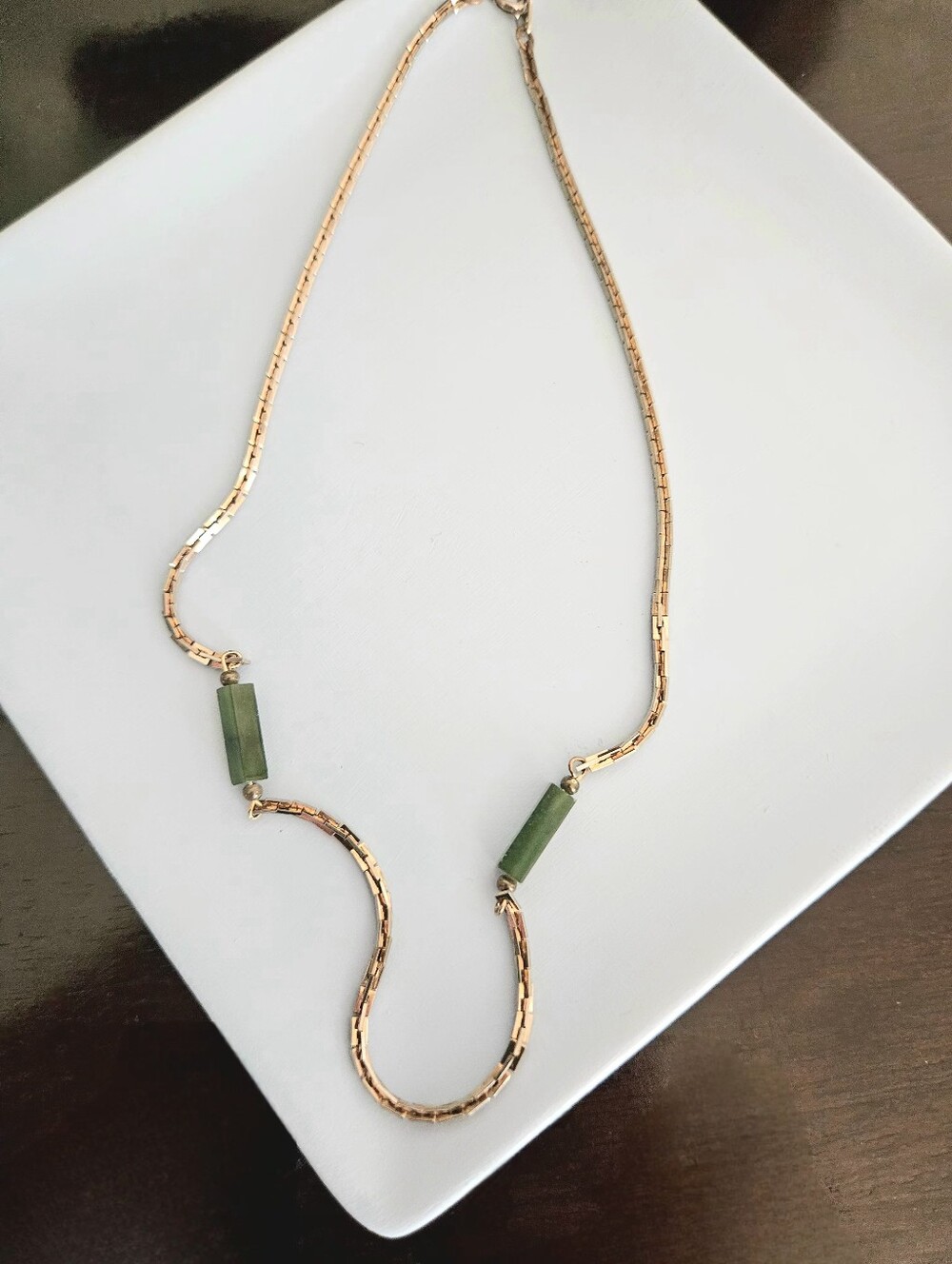 Vintage Necklace W/Rectangular Jade Sticks